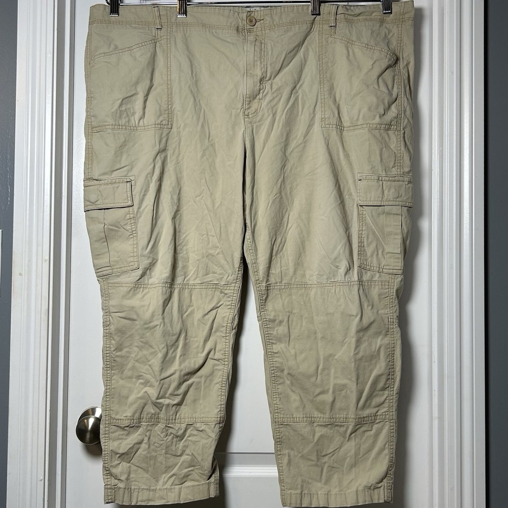 L.L.Bean Biege Favorite Fit Cropped‎ Canvas Cargo Pants Gorpcore Outdoor Style